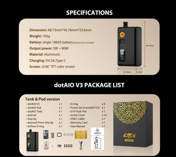 Dotmod AIO V3 KIT 大小煙主機